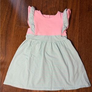 Rosie Dress- Mint Stripe & Pink